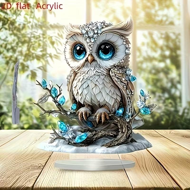 Bohemian Style Acrylic Owl Tabletop Bird Decoration 1pcs Home Office Coffee Shop Suitable Decorative Piece