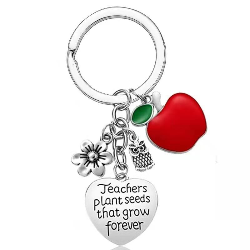 Teacher Graduation Season Gift Stainless Steel Keychain Teacher Appreciation Key Ring Stainless Steel Keychain for Backpack Bag Pendant