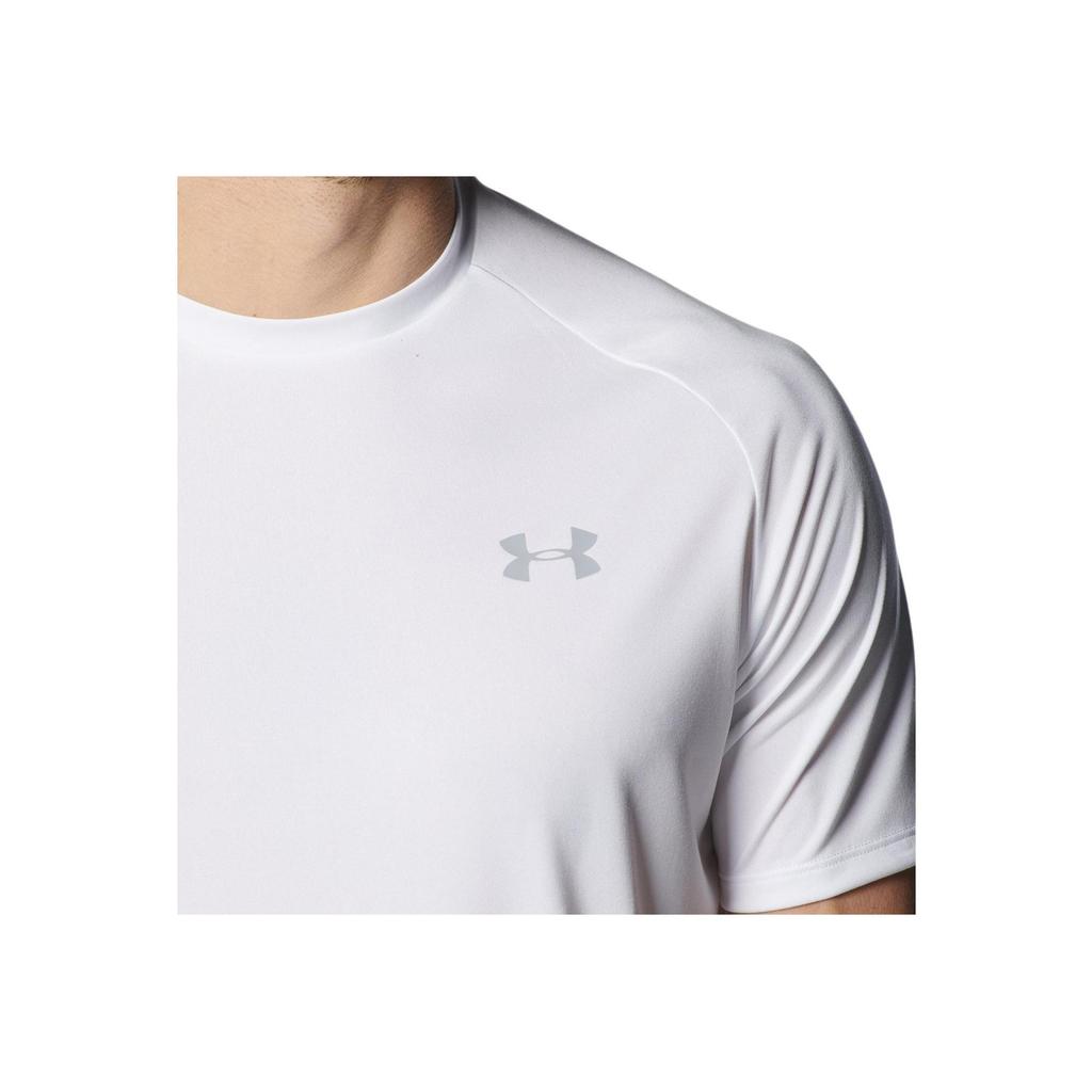 Under Armour UA Tech Logo Pattern Sports Casual Crew Neck Short Sleeve T-Shirt Men Tops White 1358553-100