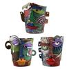 Vibrant Abstract Face Pot Handcrafted Art Piece Drainage Hole Included Anti Fade Suitable For Indoor And Outdoor Spaces