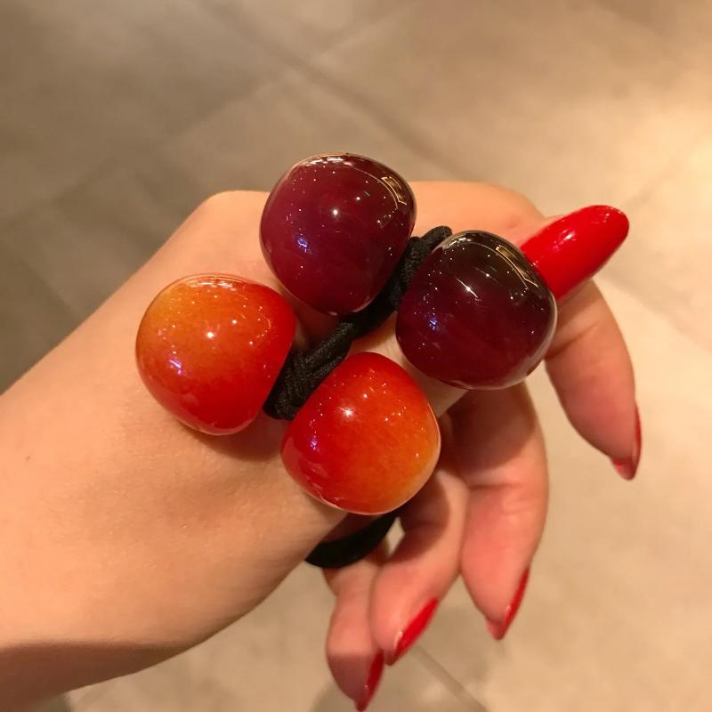 Red Hair Band Cherry Elastic Women's Hair Tie, High Elasticity, Cute Fruit Hair Tie, Versatile Hair Accessory
