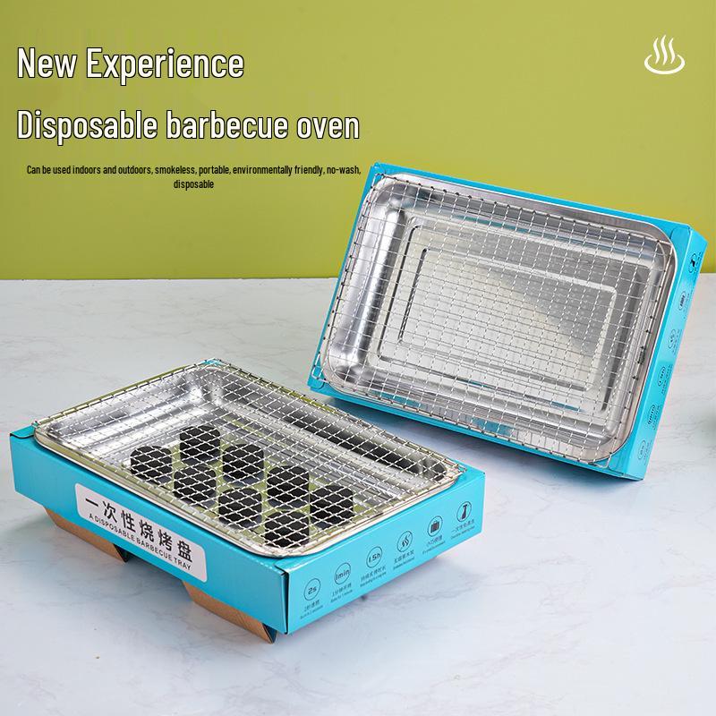 Portable Smokeless Charcoal Grill - Ideal for Family BBQs, Camping, Seafood, and Meat Grilling Outdoors.