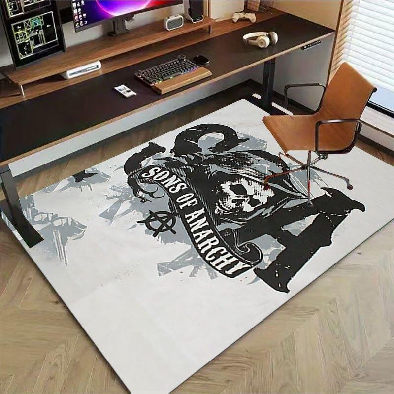 1pc Sons of Anarchy Themed Office Carpet Chair Mats - Durable Polyester Rug for Home Theater, Office, Dorm Room Decor - tA88