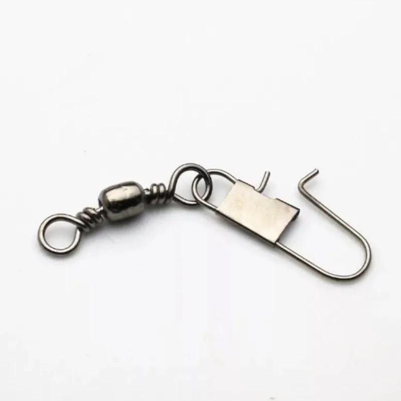 Fishing Tackle Accessories 4cm 100pcs Pack Swivels Fishing Connector Pin Bearing Rolling Swivel Snap Fastlock Clips Fishhook