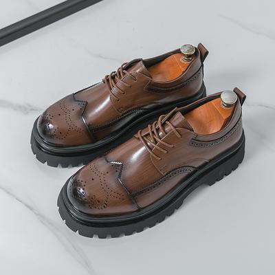 Großer Kopf dicke Sohle Innenhöhe erhöhende Schuhe lässige Derby Business-Kleidung Hochzeits-Bräutigam-Schuhe J