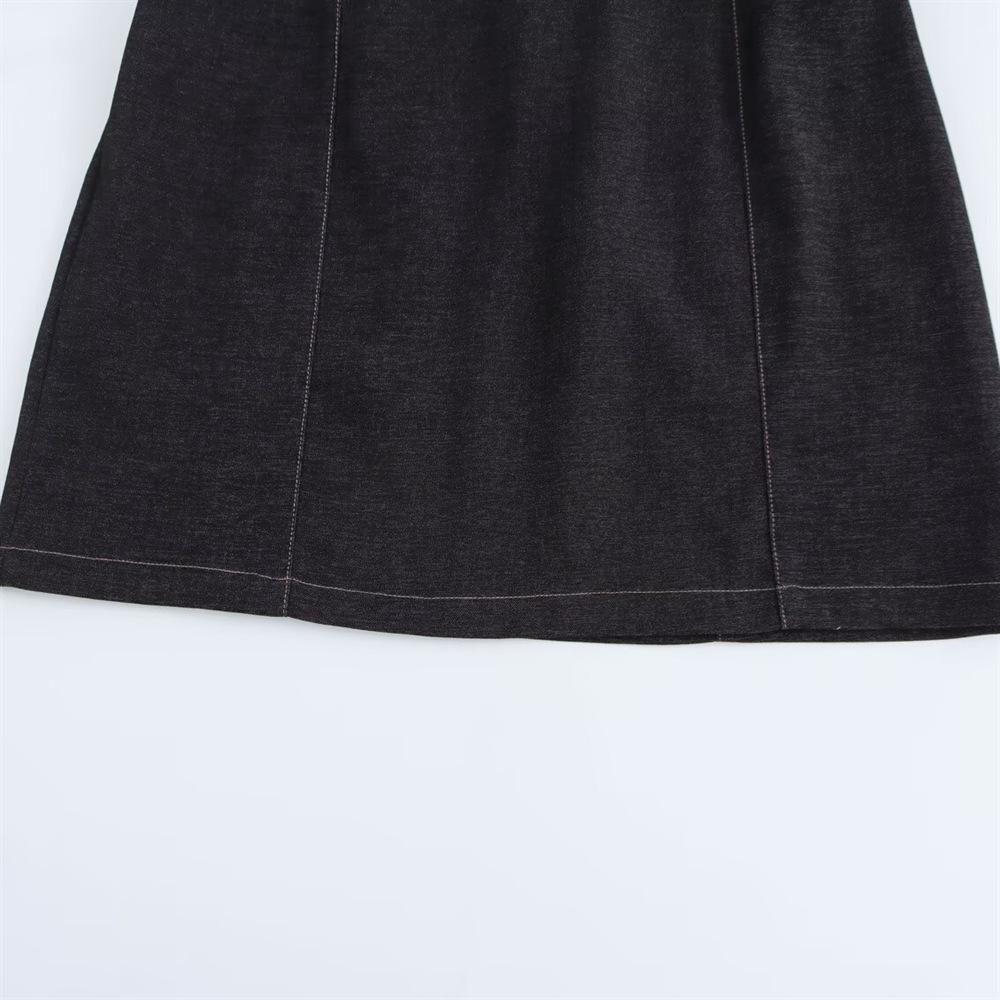 2025 Spring Women's Round Neck Sleeveless Denim-Effect Dress