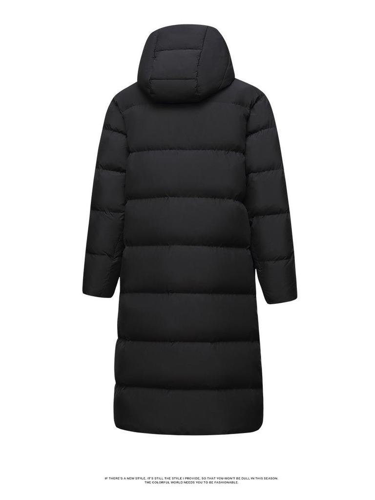 2025 Trendige Lange Herren-Winterdaunenjacke - Weiße Entendaune, Lässiger Hongkong-Stil, Einfarbig, Warme Oberbekleidung