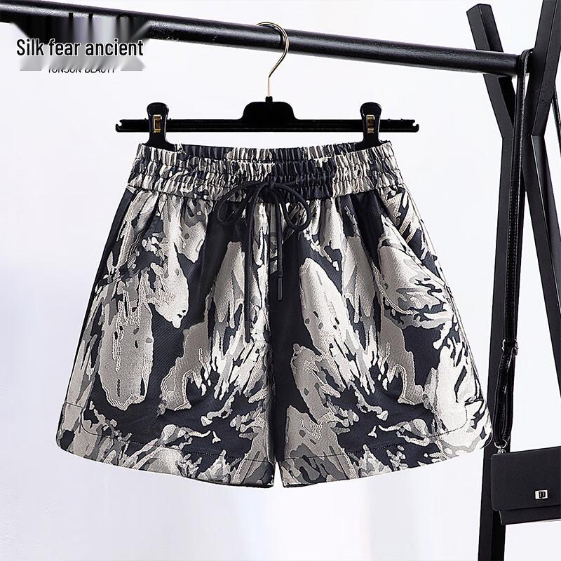 

Women s High-Waist Elastic Wide-Leg Shorts L