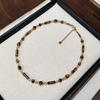 Maillard Retro White Tiger'S Eye Stone Beaded Necklace Niche Design Autumn And Winter Double-Sided Tiger'S Eye Stone Pendant Sweater Chain