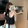 #Summer new pure desire wind three-dimensional flocking polka dot printing sling vest female slim fixing belt chest pad