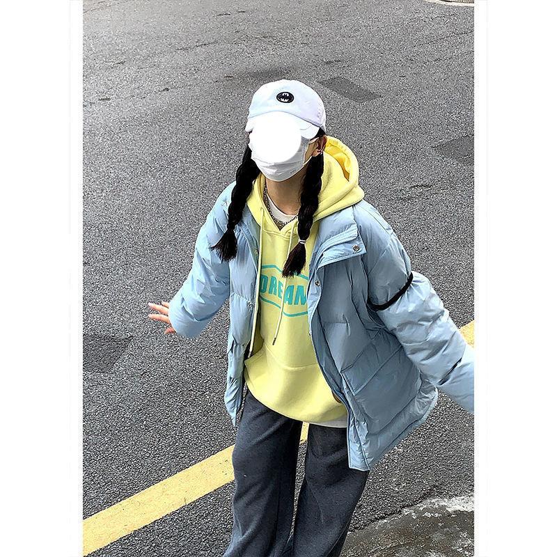 

Корейская версия свободной хлопковой куртки для женской осени и зимы средней длины, студенческая утолщенная хлопковая куртка XL синий