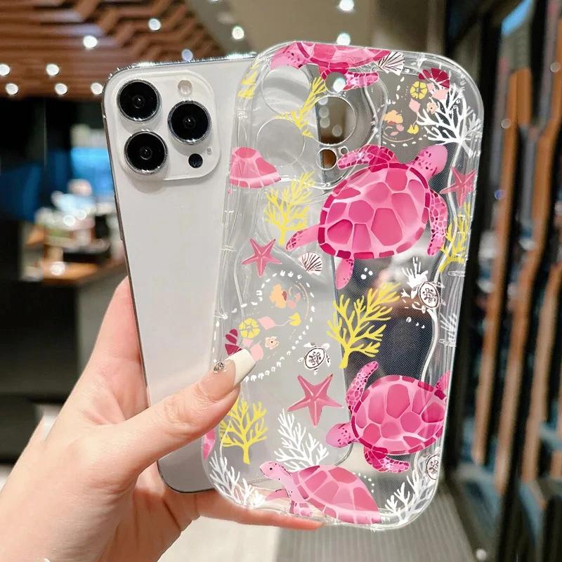 16 Plus  Sea Turtle Seahorse Starfish Pattern Case For iPhone 14 15 13 12 11 Pro Max  X  XS  E 7Cartoon Soft Silicone Cover