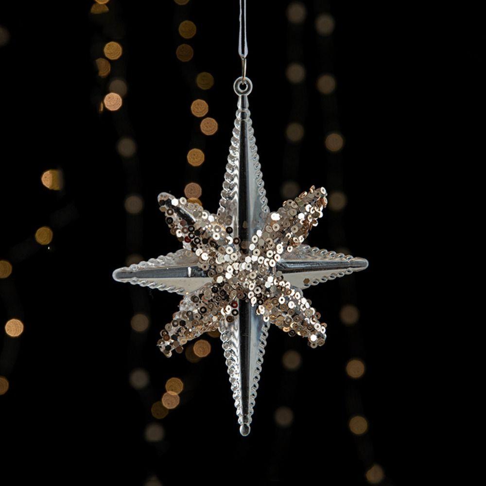2pcs With Sequins Snowflake Hanging Ornaments Clear Christmas Tree Hanging Ornaments  Shopping Mall