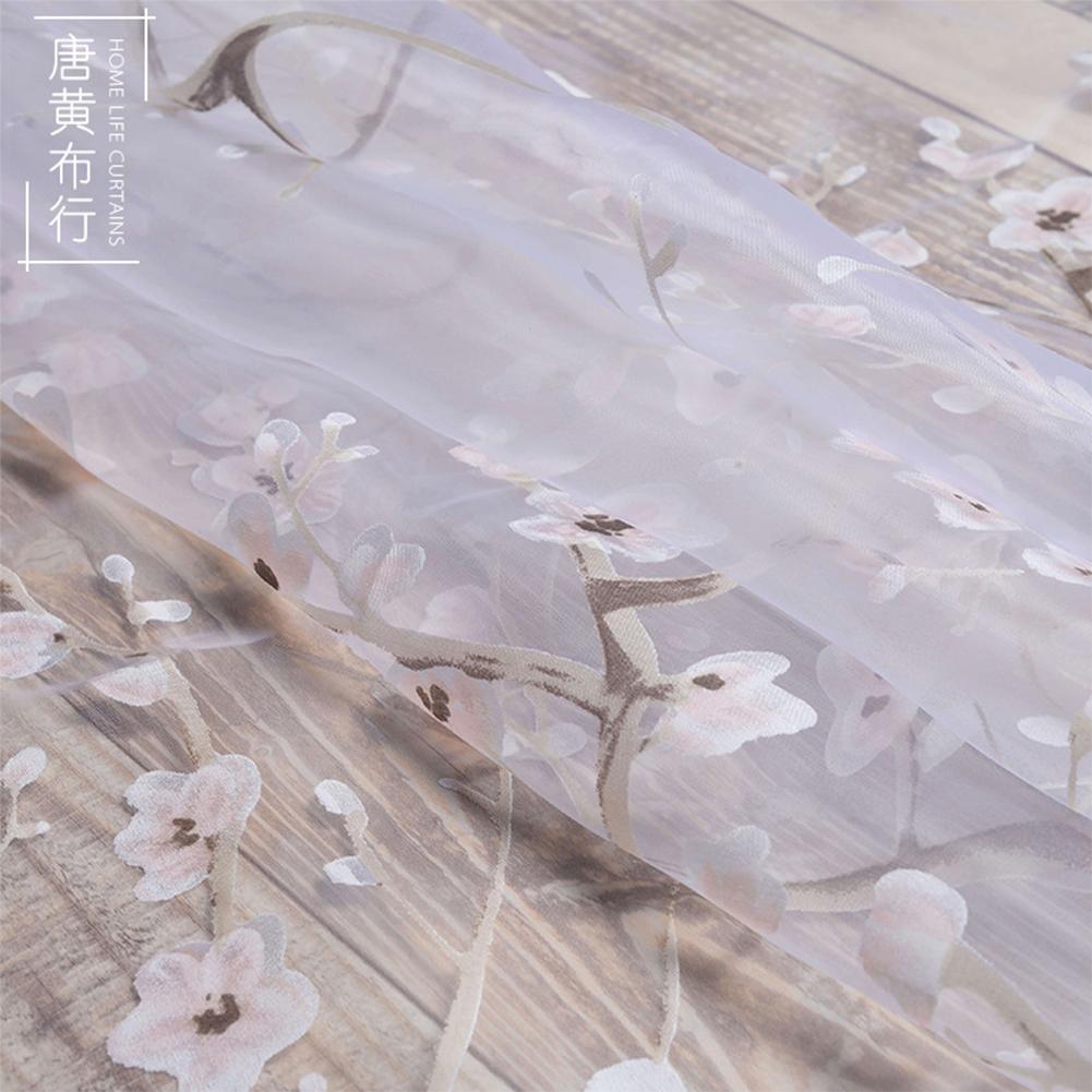 Polyester Jacquard Floral Print Transparent Curtain Window Screen Household Decoration