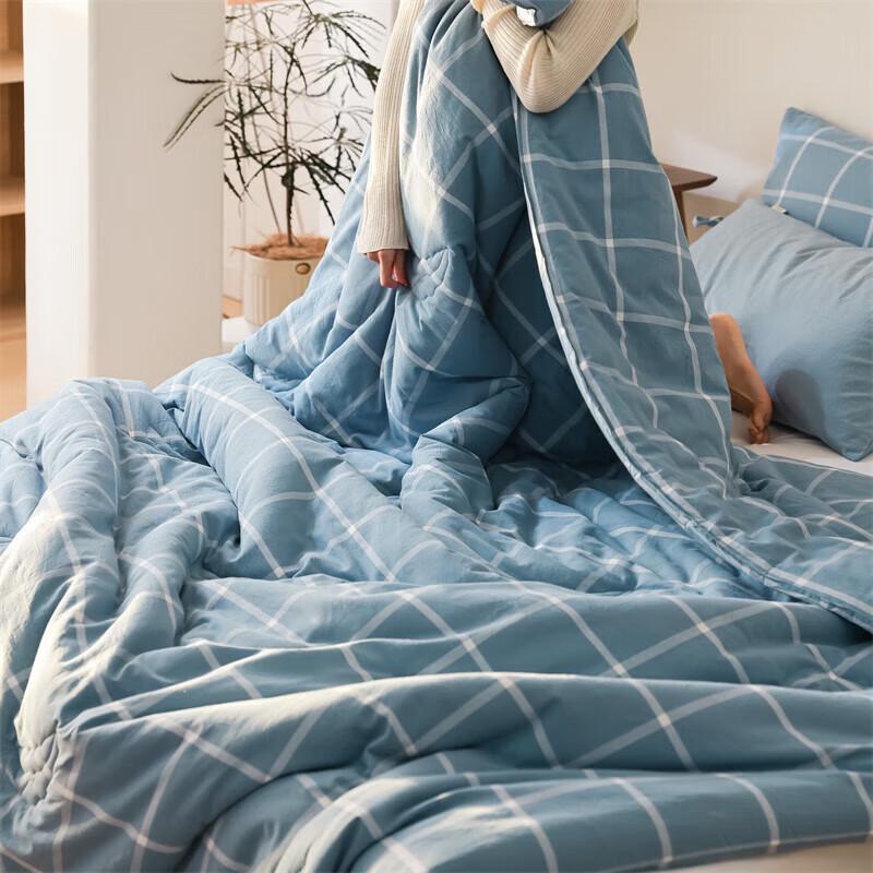 Muxinzi Washed Cotton Soy Fiber Plaid Quilt