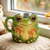 Elegant Frogs And Florals Designs Ceramic Coffee Mug Drinking Cup For Home Offices Use With Comfortable Handle