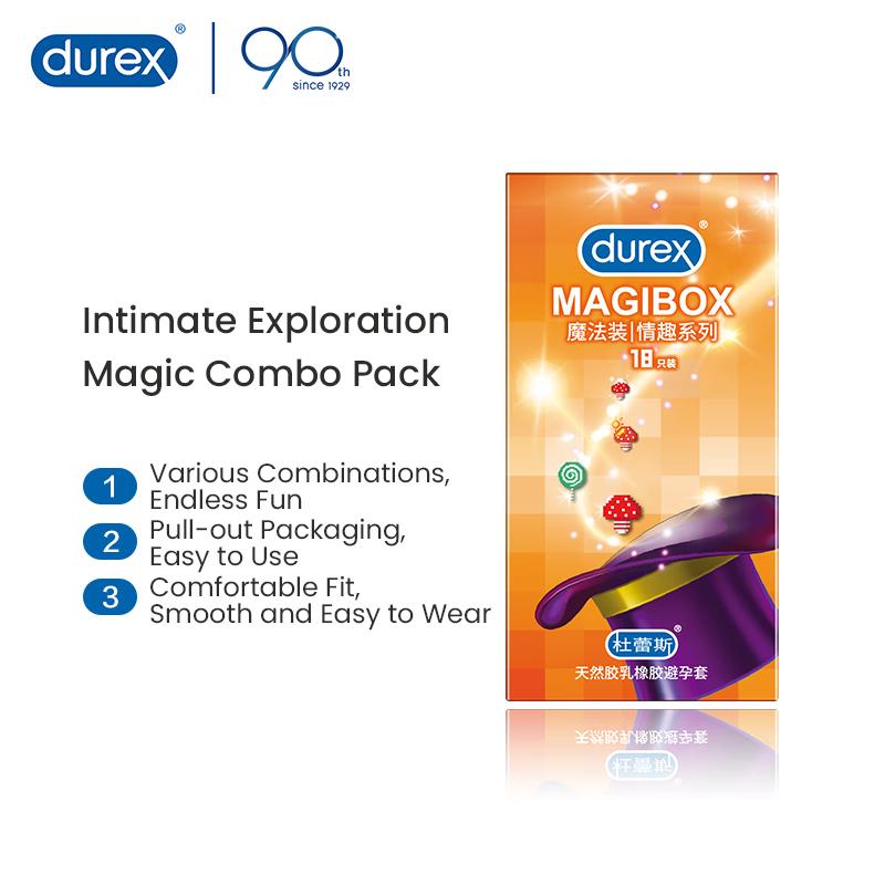 Durex Magibox Fun Series Condoms of 18pcs(5xDotted & Ribbed+5xDotted & Ribbed Warming+5xDotted & Ribbed Cooling+3xRibbed Condoms)