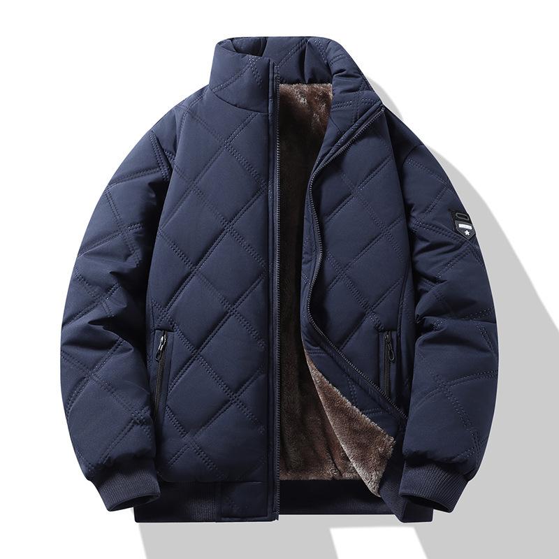 Winter Spring Artificial Wool Cotton Coat Men's Thick Cotton Coat Warm and Casual Versatile Loose and Oversized Stand Up Collar Jacket