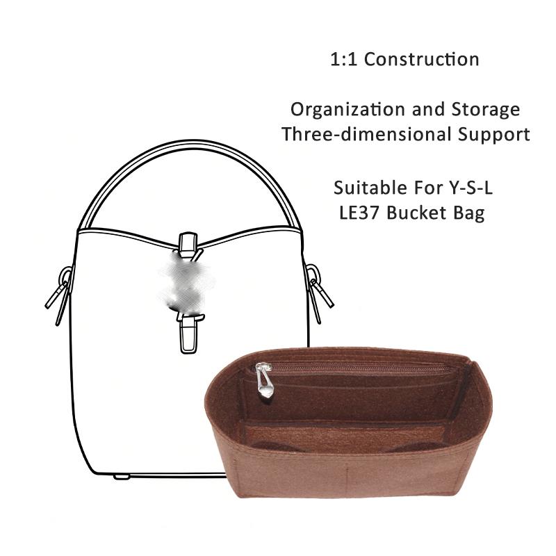 EverToner Premium Filz-Einlage für Y-S-L LE37 Eimer-Tasche Reise-tauglicher Make-up-Organizer mit Mehrfach-Taschen-Aufbewahrung