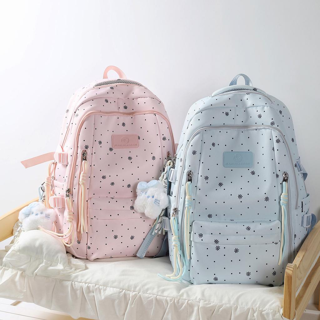 Schoolbag new high-value schoolbag for girls, cute and sweet for junior high school students, light and large-capacity backpack.