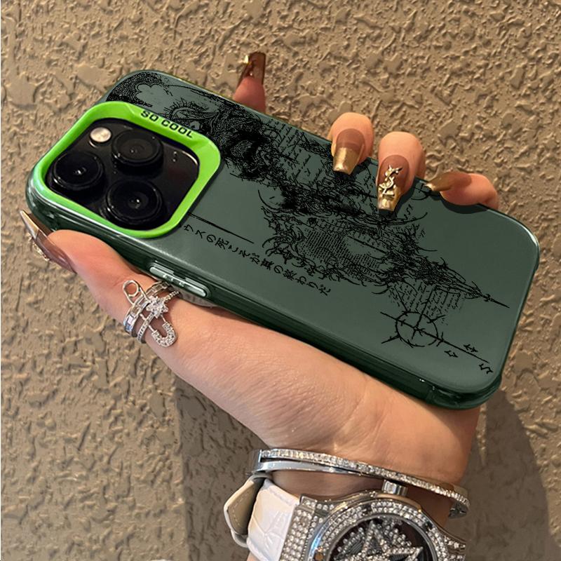 

Рельефный Чехол-Телефон в Готическом Стиле для iPhone 17 16 15 14 13 12 11 Pro Max Plus Mini 16 Plus Air Противоударный Матовый Задний Чехол iPhone 12 Pro