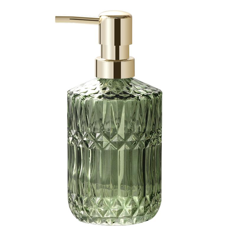 390ML Glass Lotion Bottle Diamond Shape Bathroom Soap Liquid Container Household Glass Shampoo Shower Gel Lotion Storage Bottle