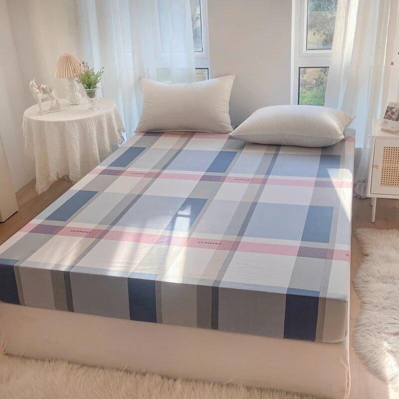 

Экологический широкий простынный наматрасник из 100% хлопка с принтом и эластичным поясом в четырех углах, приятный для кожи и противоскользящий 120x200x22cm 1pc