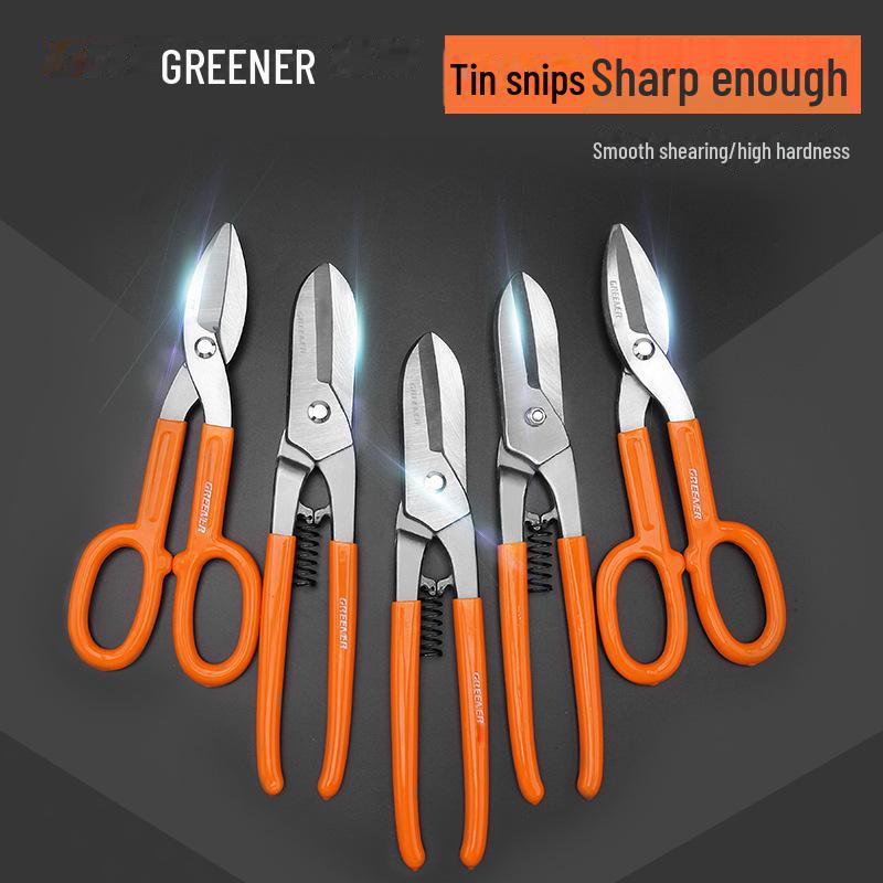 Green Forest Metal Cutting Scissors: Steel, Tin, Iron, German-American Design