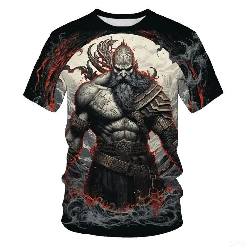 Men's Fashion Game Character 3D Printed T-shirt Hip Hop Trend Harajuku Street Wear Round Neck Short Sleeve God of War Summer
