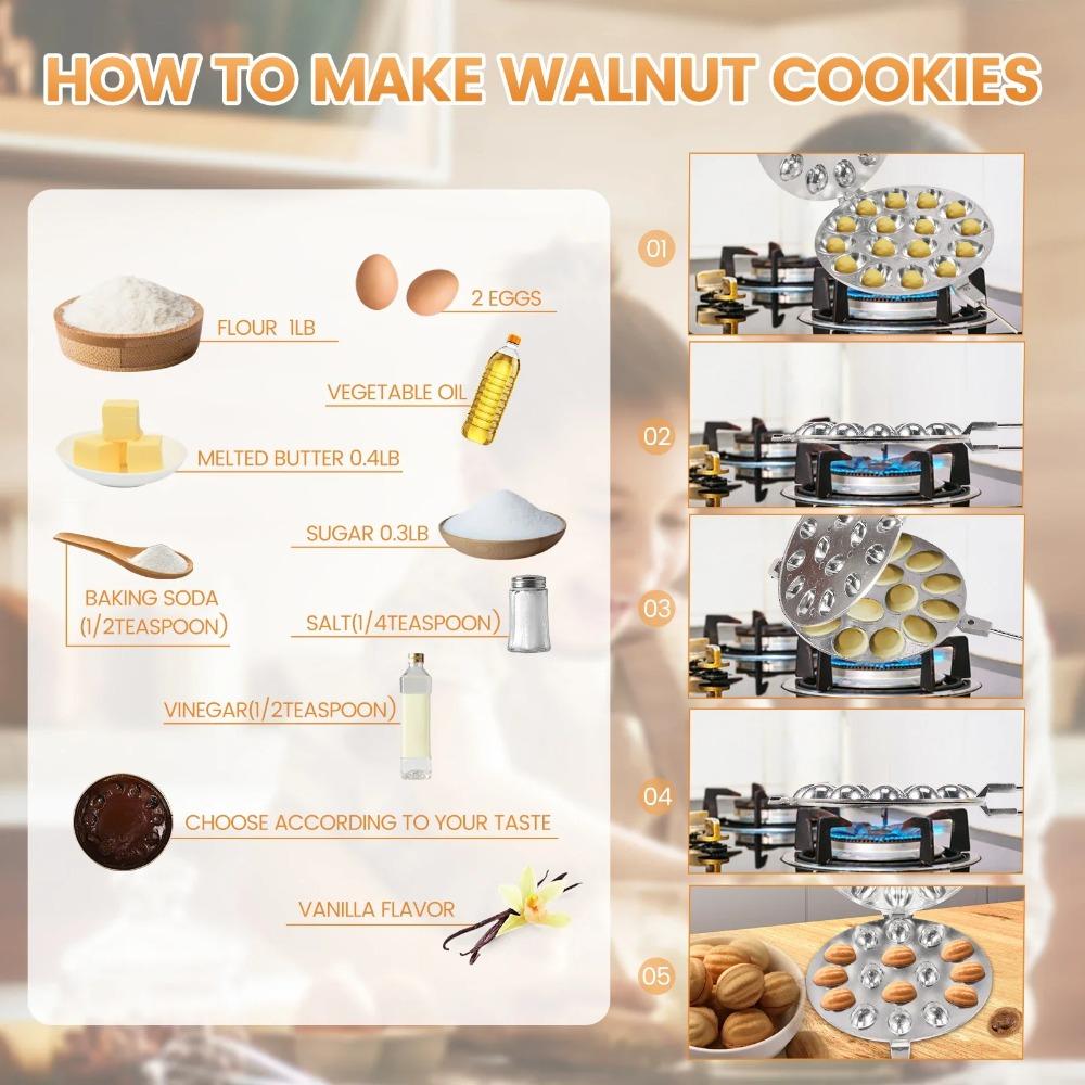 16 Holes Nonstick Cookie Maker Molds Walnut Cookie Mold Multifunctional Pastry Nut Cookies Maker for Baking Kitchen Gadgets