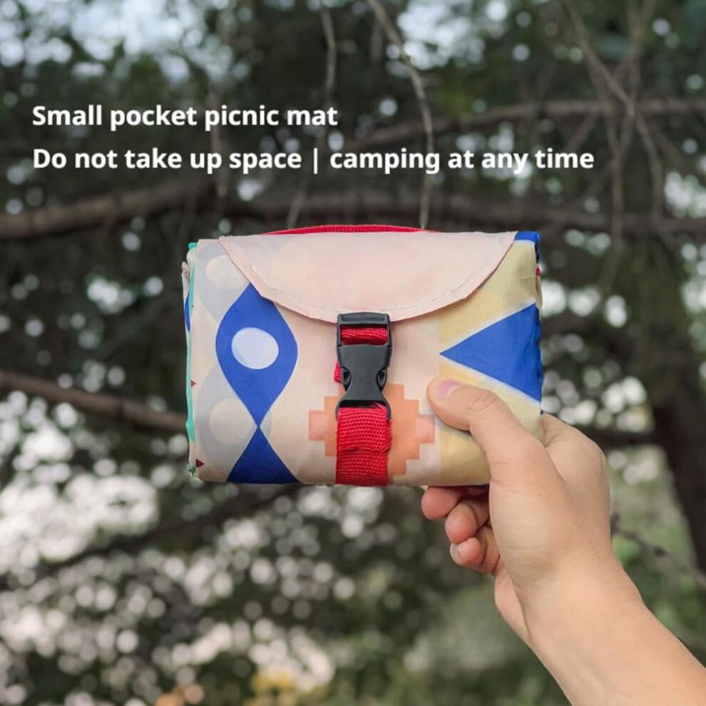 Lightweight Picnic Mat with Waterproof Coating - Stain-Resistant, Reflective Trim, Includes Pockets and Straps, for Outdoor Use
