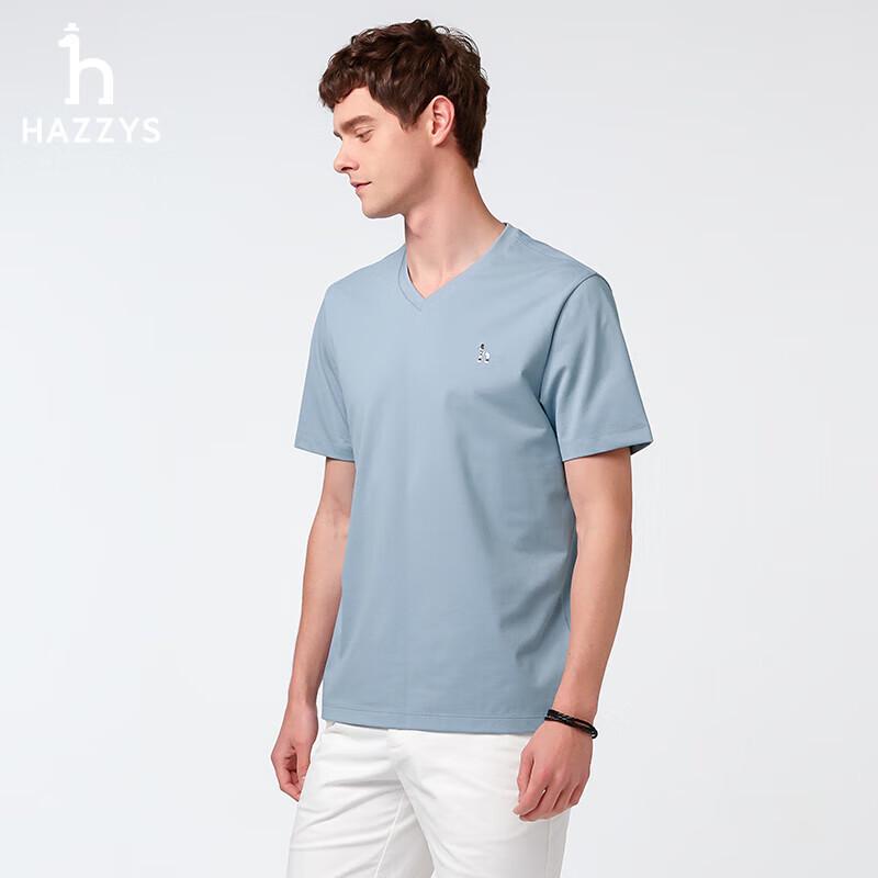 HAZZYS Men s 2025 Summer Casual V-Neck Short Sleeve T-Shirt 2XL