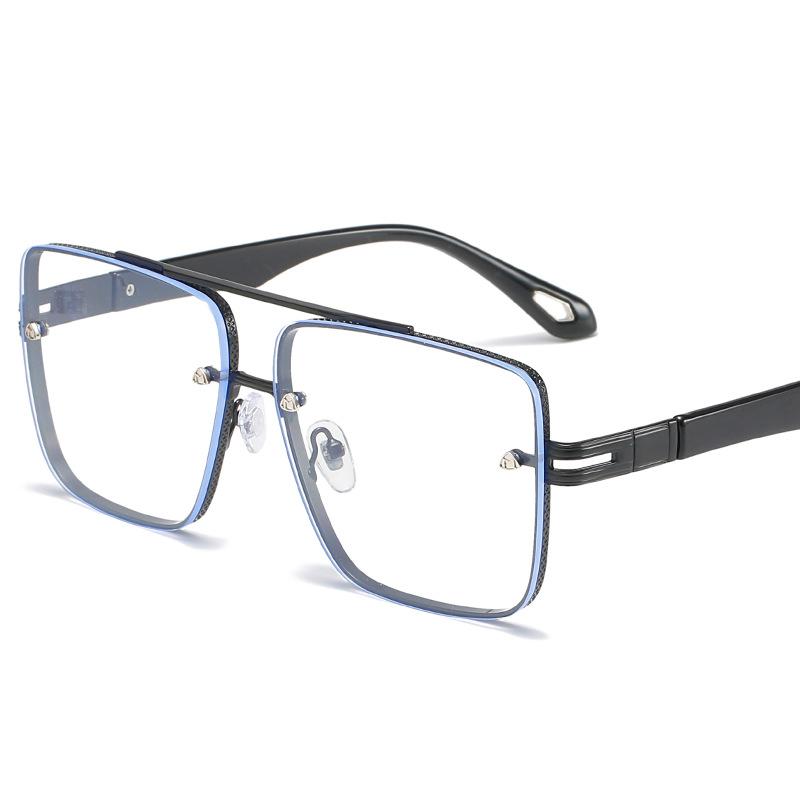 Gradual change sunset double beam square frame metal large frame sunglasses sunglasses men and women UV protection