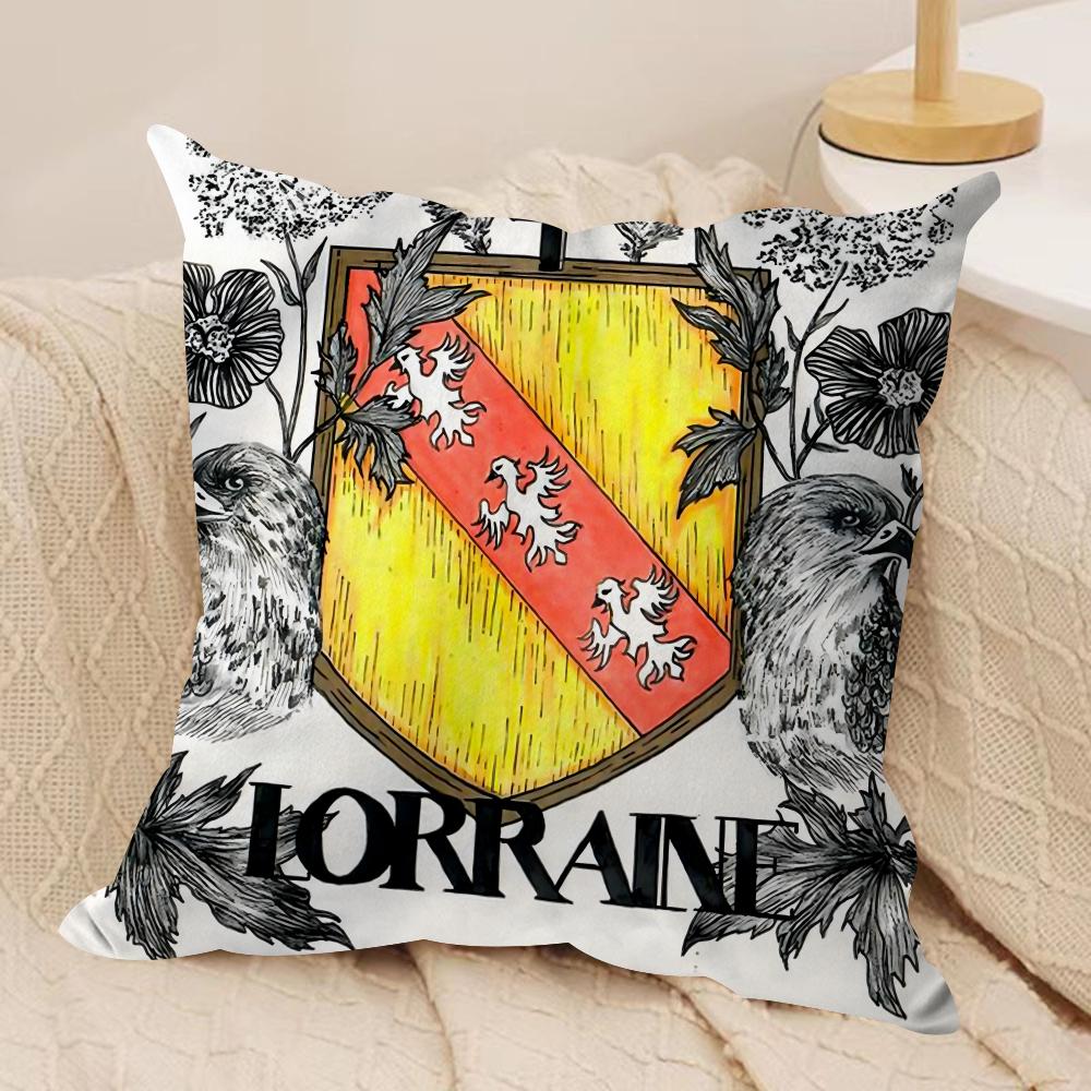France Lorraine Region Cushion Cover Silky Short Plush Double-Sided Printed Pillow Case for Sofa All Seasons Home Decor Gift
