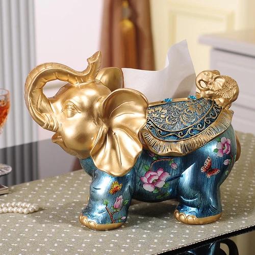 European-style Luxury Retro Elephant Tissue Box Living Room Napkin American Pumping Home Decoration Ornaments