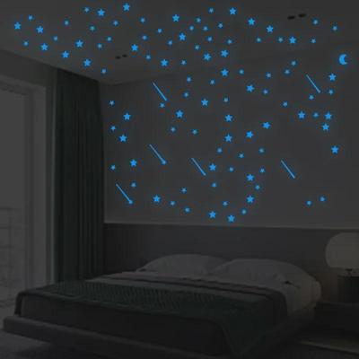 Fluorescenční samolepky na zeď s hvězdami – samolepicí, světelná dekorace do obývacího pokoje a ložnice