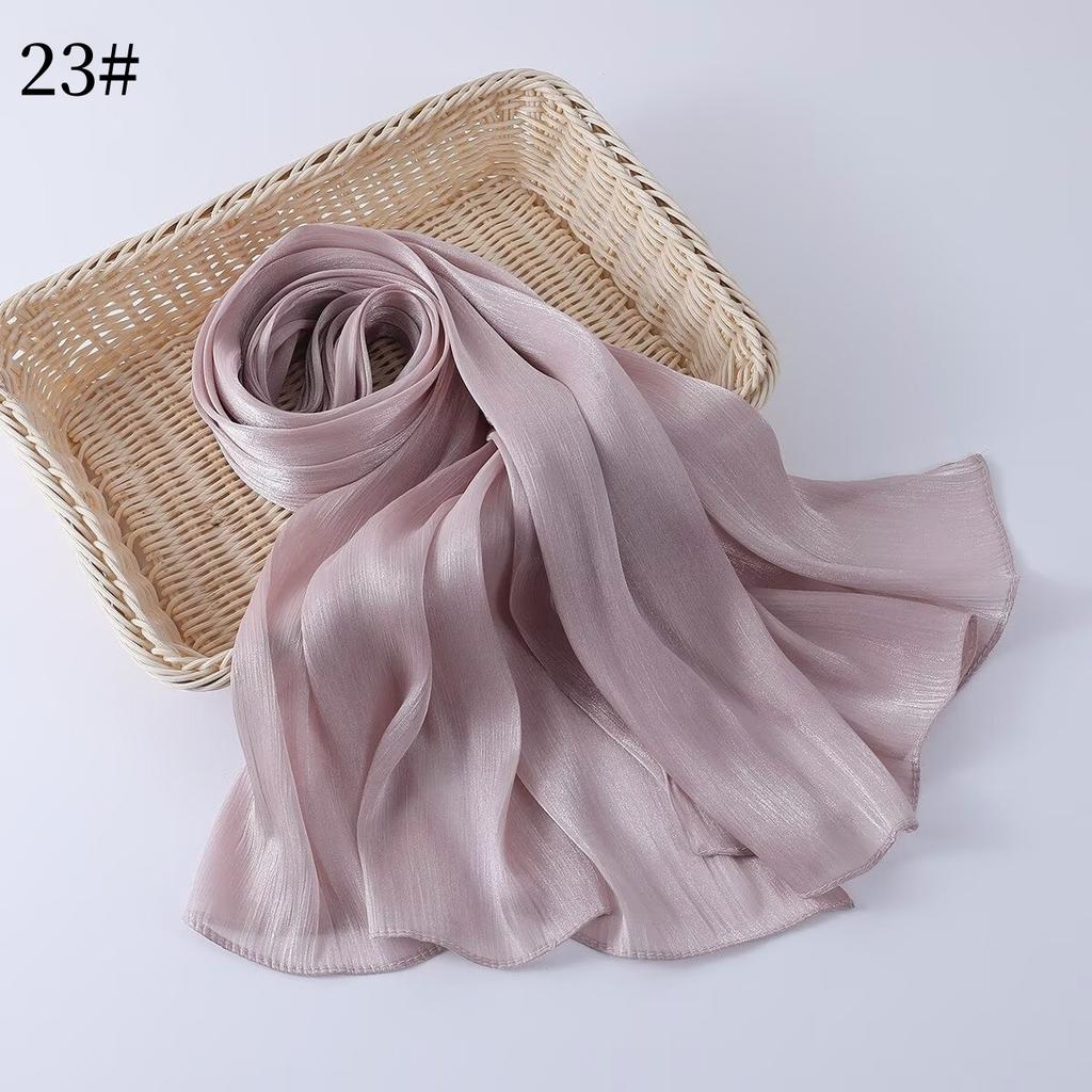 35 Colors Women Hijab Scarf Shiny Muslim Long Scarves Light Weight Soft Turban Shawl Organza Satin Shimmer Scarf