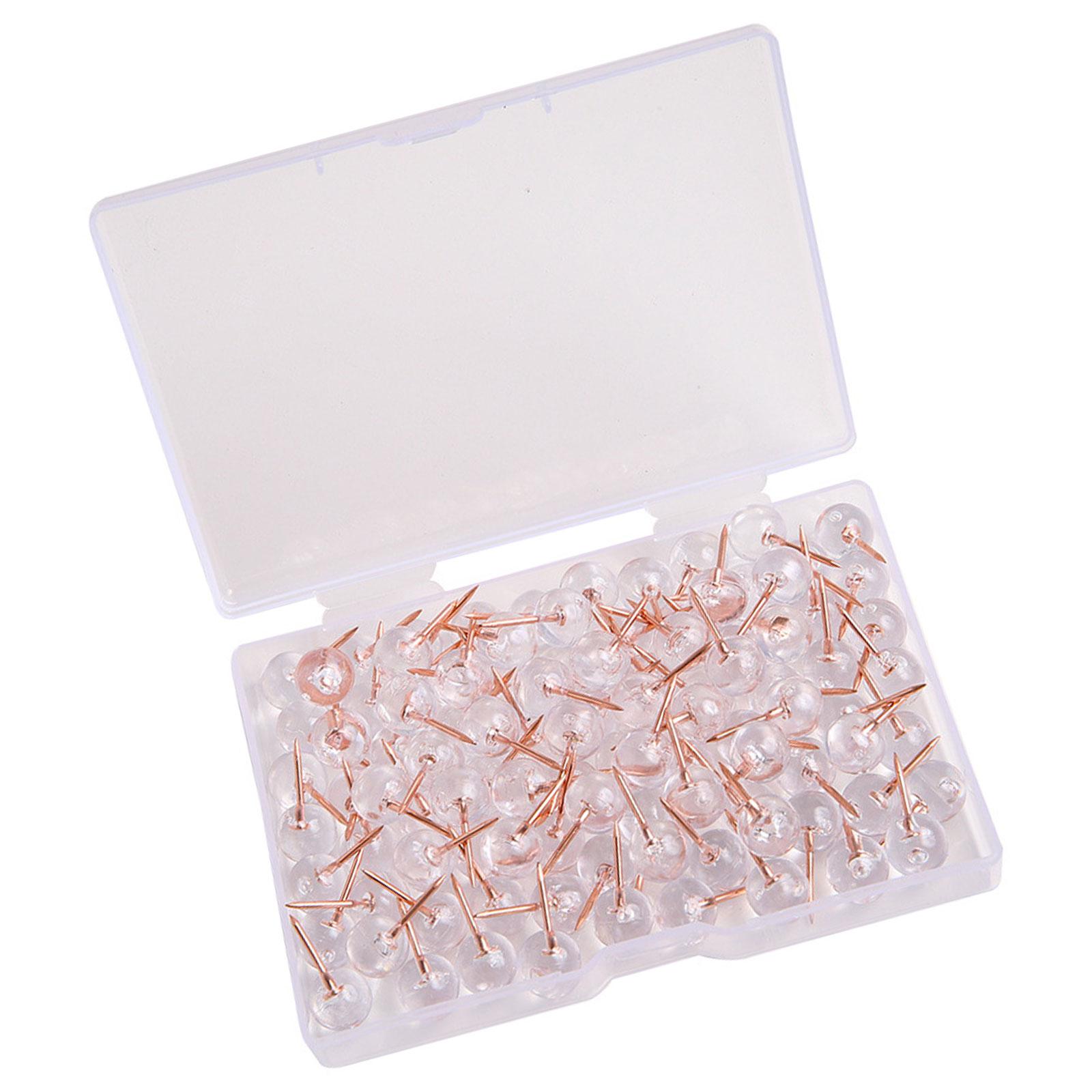 

100 шт. розово-золотых кнопок большого размера с прозрачной круглой головкой, элегантный дизайн, набор кнопок для досок объявлений и поделок