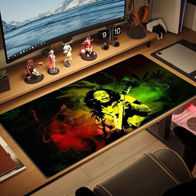 Bob Marley Poster Farbe Mauspads Großes Gaming Tischkissen Rutschfestes Laptop Tablet Großes Mauspads XXL Matte Mini PC Spielmatte Mit Verriegeltem Rand