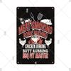 Dad's BBQ Party Metal Tin Plaque Retro Tin Signs Barbecue Rules Slogan Plate Vintage Grill Poster Yard Garden Kitchen Wall Decor