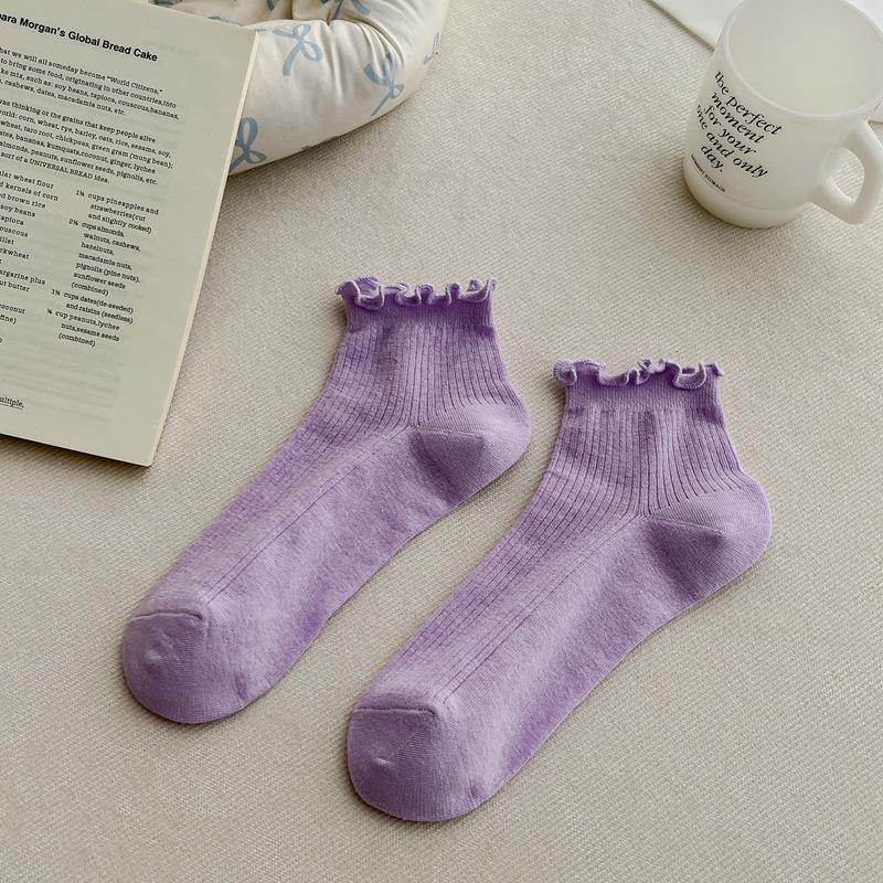 Fungus Edge Socks Women'S Short Tube Solid Color Cotton Socks Spring And Summer Thin Cute Lace Socks Trendy Women'S Socks