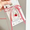 Süßer karierter Schlüsselanhänger mit Erdbeer-Charm, Schleife, Perle, Handy-Anhänger, Schmuck für Mädchen, Frauen, Geschenk, Taschen-Dekoration