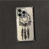 Clear Square Back Tube Case Protection For iPhone 12 15 Plus 11 14 Pro Max 13 16 ProMax Anti-Oxygen,Black Floral Feather Wreath Pattern Casing