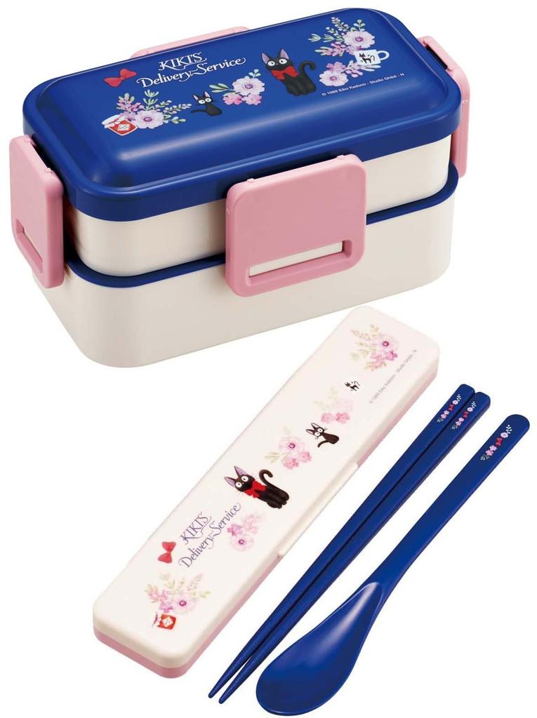 Skater Bento Soft Made In Studio Delivery French PFLW4AG Box, 2-Tier, 600ml, Women's, Antibacterial, Filling, Dome-Shaped Lid, Japan, Ghibli, Kiki's