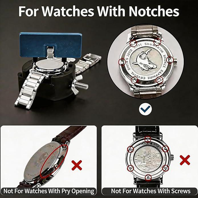 8-Piece Watch Repair Tool Set: Case Opener, Tweezers, Watch Holder