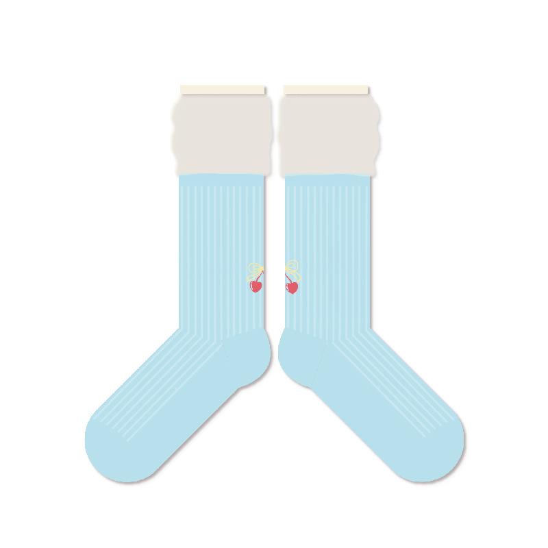Summer Lightweight Women's Socks - Cute Animal Embroidery Glass Thread Mid-calf Stockings, Breathable Combed Cotton Edge Socks, Pile Socks