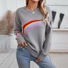 Loose Knitwear Vintage Cardigan Long Sleeve O Neck Top for Autumn Winter Print Sweater