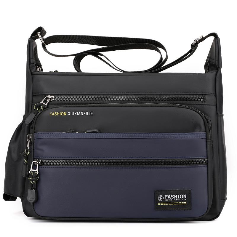 

Мужская сумка через плечо из ткани Оксфорд в корейском стиле - Большая вместимость, Пятислойная застежка-молния, Рюкзак через плечо