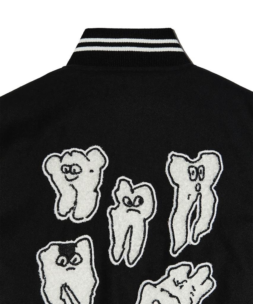 Peace Maker Teeth Varsity Wool Jacket (Black)