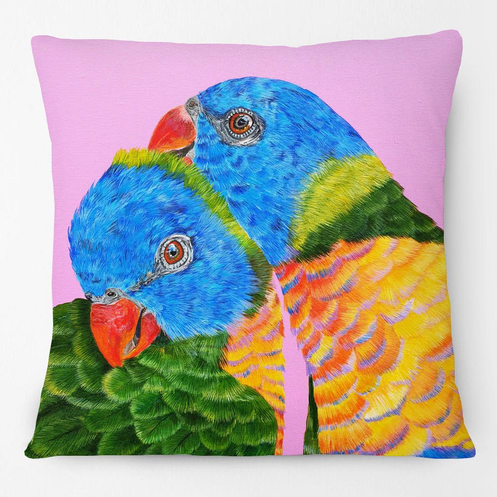 Australia Native Birds Parrots Maggie Black Cockatoo Honeyeater Print Cushion Cover Sofa Decor Pillow Case